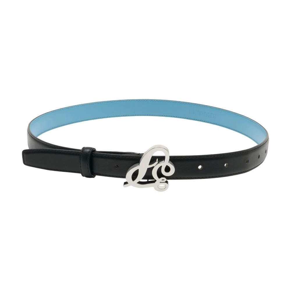 3.Paradis Women's Black Belts, S, 3P Cursive Logo Small Belt