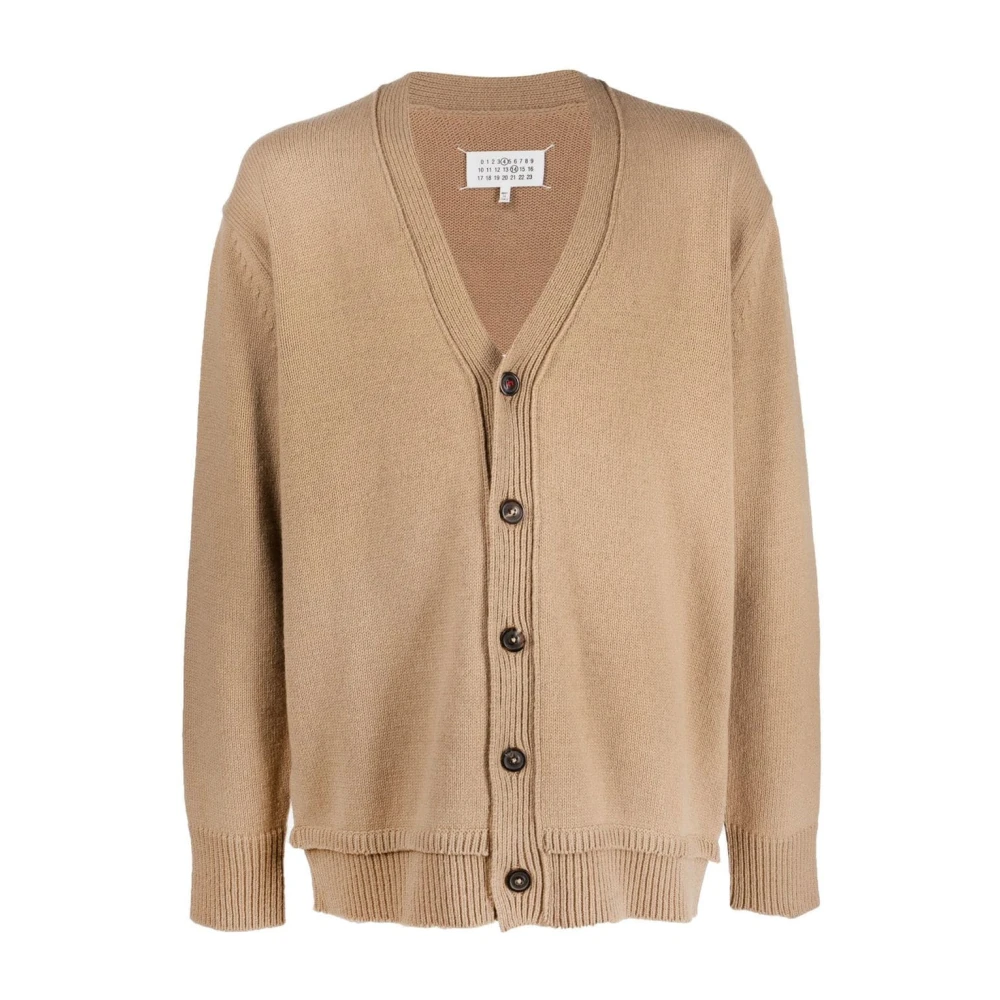 Maison Margiela Beige Wool Linen Cotton Cardigan - Male - Cardigans - Beige - M - Knitwear