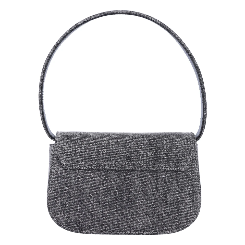 Diesel Stonewashed Denim Tas met D Plaque Gray Dames