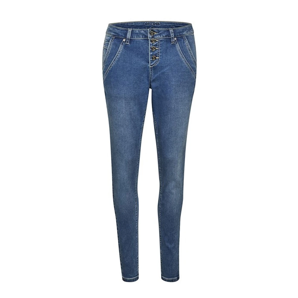Cream Skinny Jeans Blue Dames
