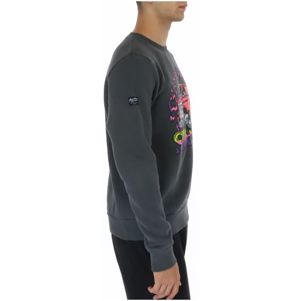 Superdry Grijze Bedrukte Sweatshirt met Ronde Hals Gray Heren