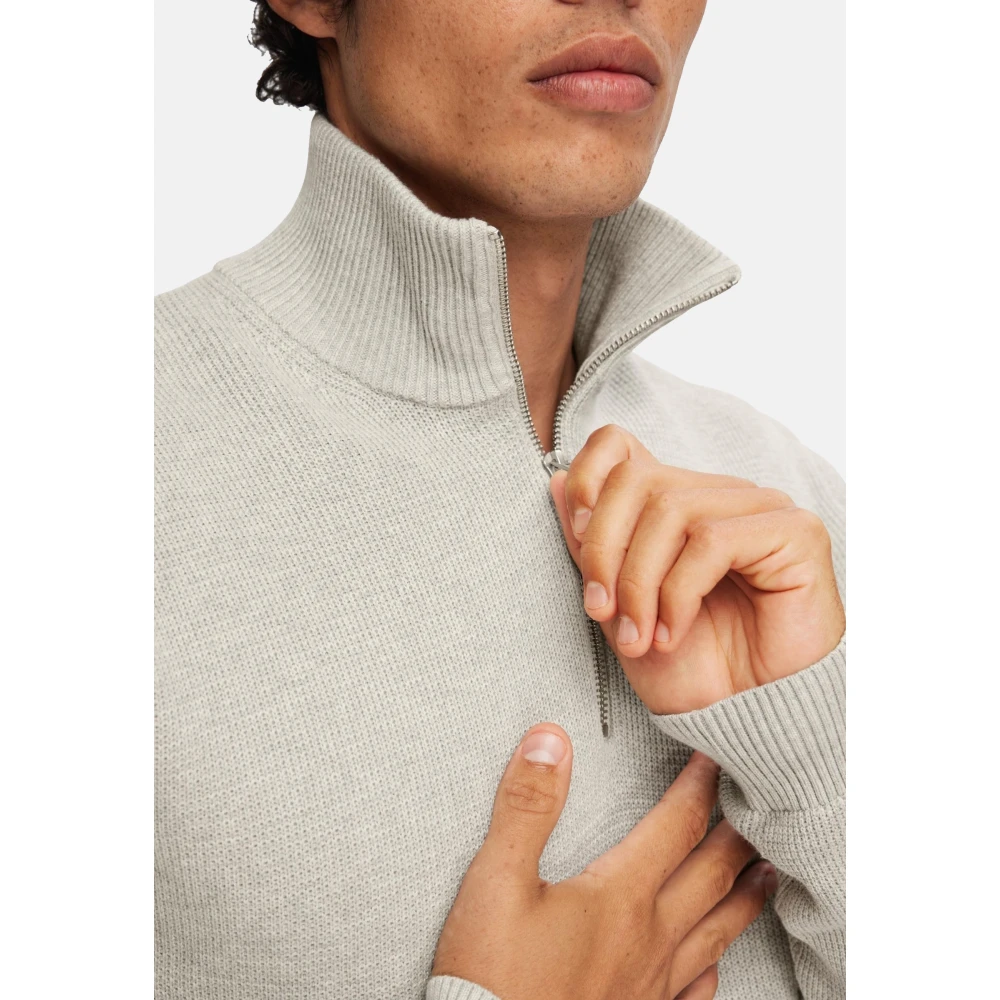 Selected Homme Melange Pullover met Troyer Kraag Gray Heren