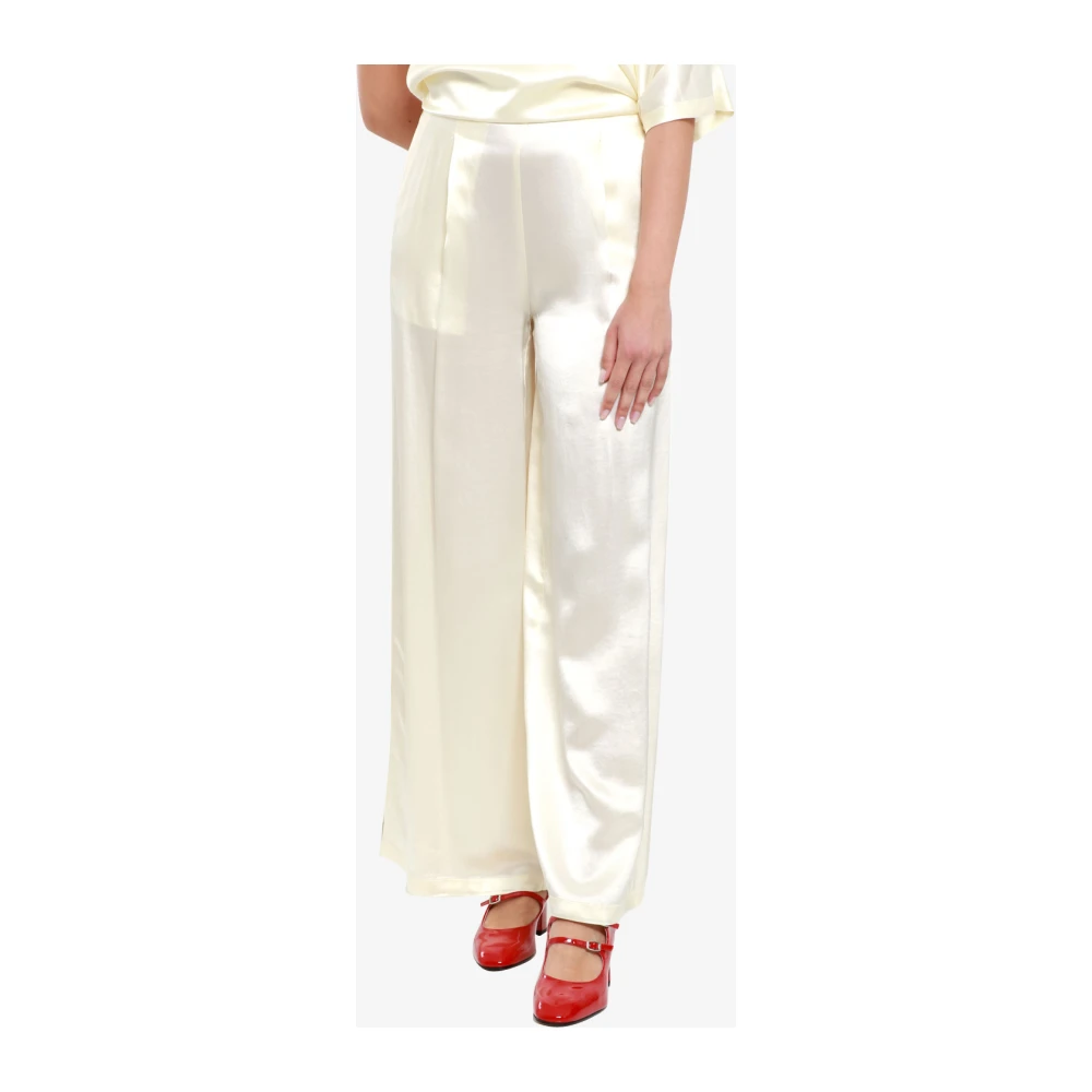 Erika Cavallini Crème Semi-Couture Broek met Hoge Taille Beige Dames