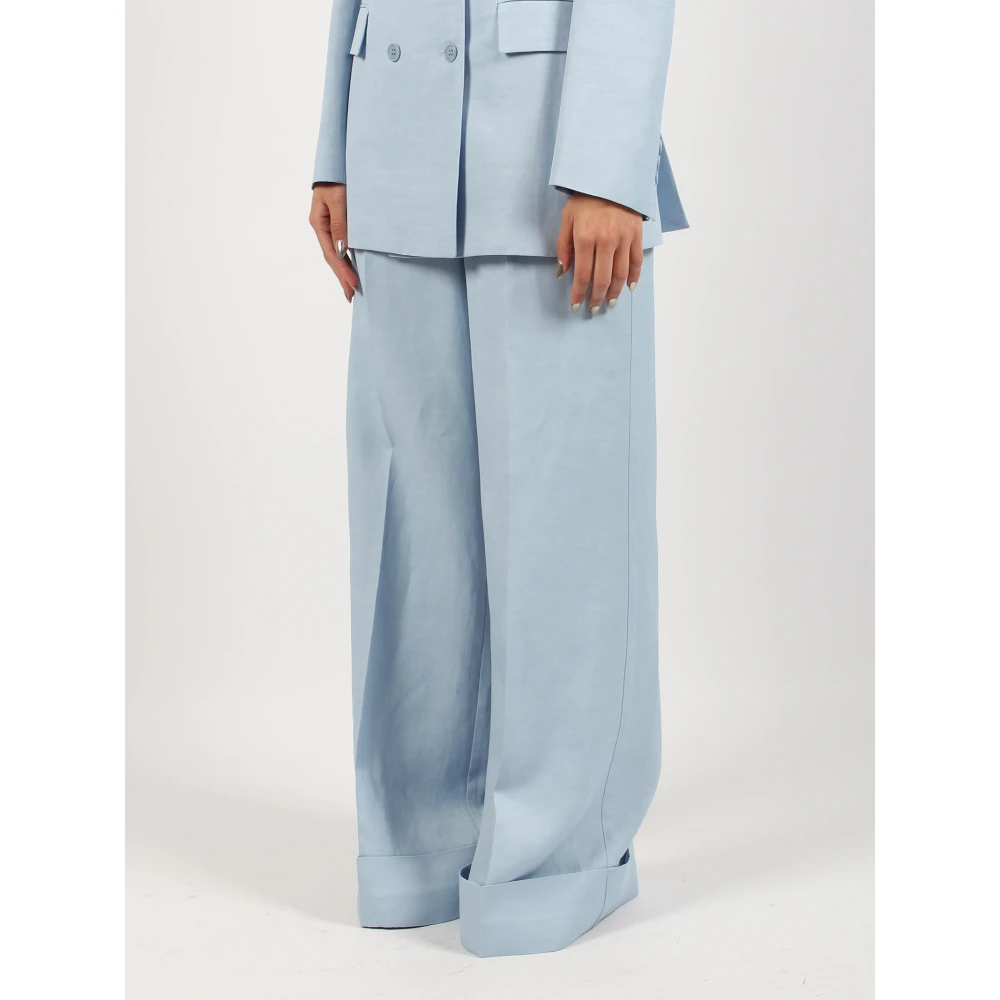 P.a.r.o.s.h. Linnen Blend Broek Regular Fit Italië Blue Dames