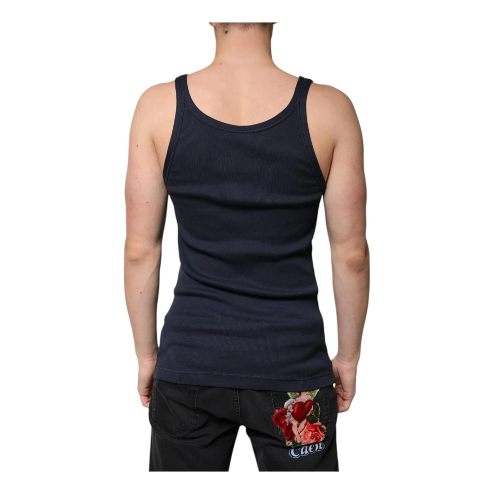 Dolce & Gabbana Donkerblauw Katoenen Tanktop Blue Heren