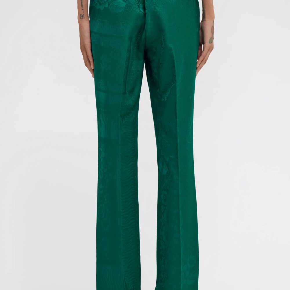 Roberto Cavalli Hoge Taille Flared Broek met Tailored Details Green Dames