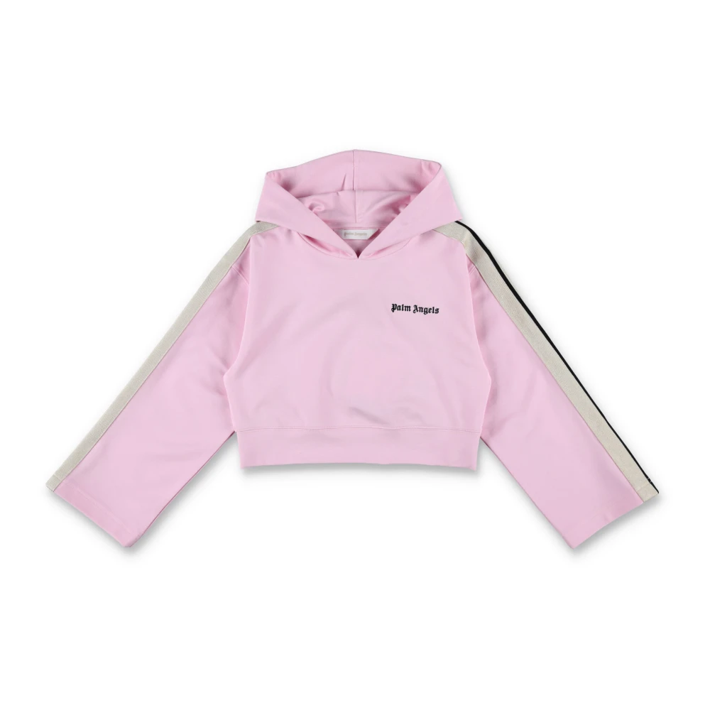 Palm Angels Rosa Stickad Cropped Hoodie Ss25 Pink, Flicka