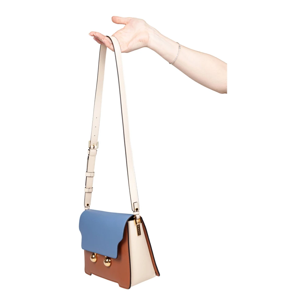 Marni Trunkaroo Leren Schoudertas Lichtblauw Multicolor Dames