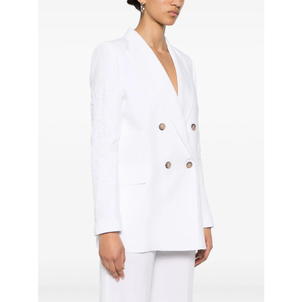 Ermanno Scervino Witte Double-Breasted Jas met Schoudervullingen White Dames