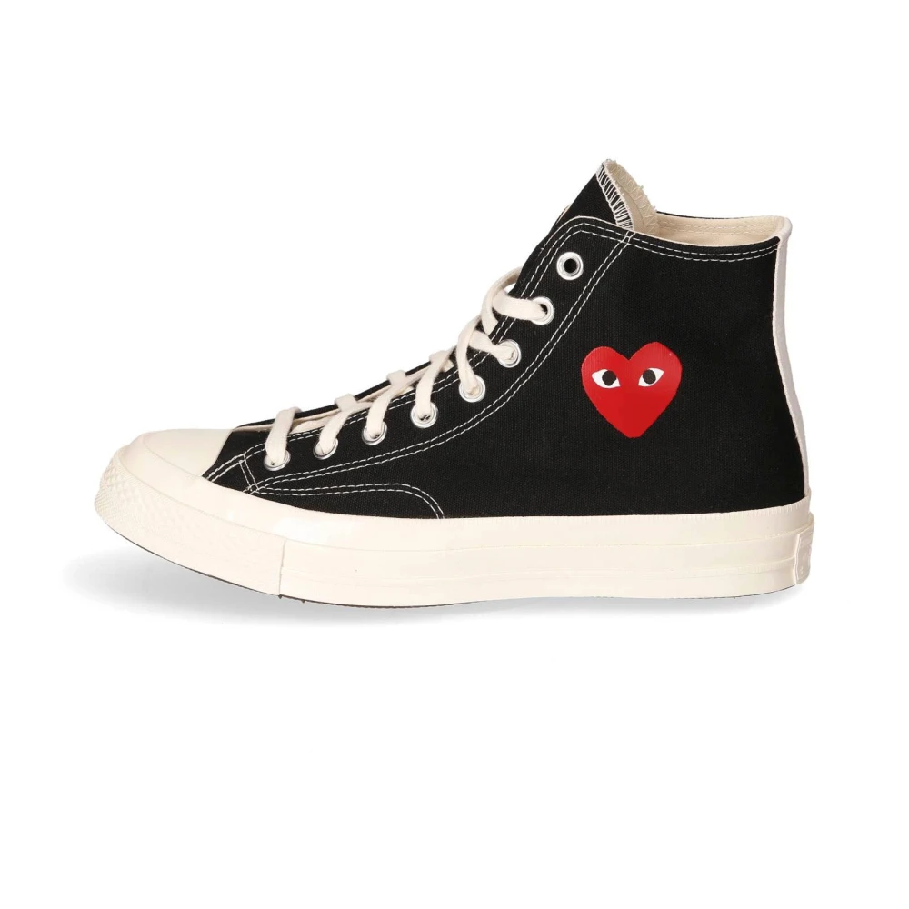 Comme Des Garçons Play Women's Black High-Top Canvas Sneaker - Sneakers - 10 Uk - Shoes