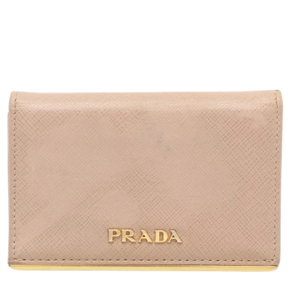 Prada Vintage Pre-owned Leather wallets Beige Dames