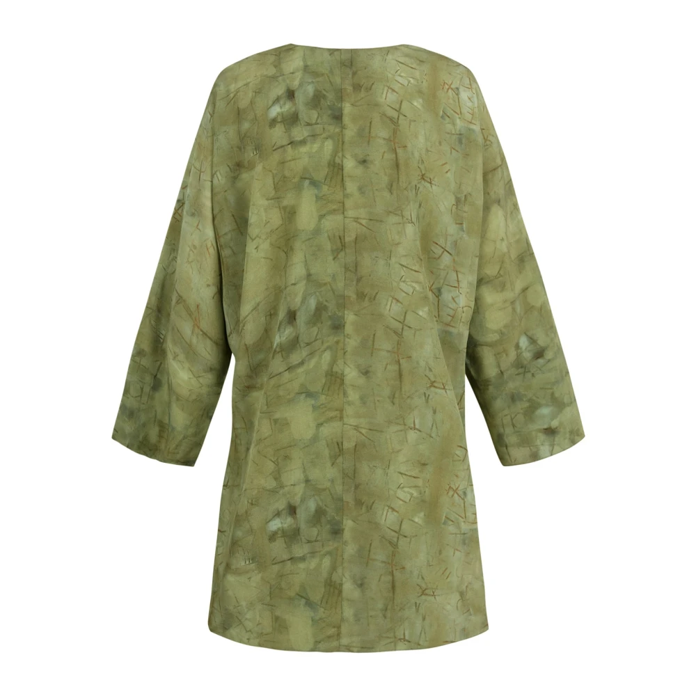 Cortana Abstracte Zijden Top Amina Print Green Dames