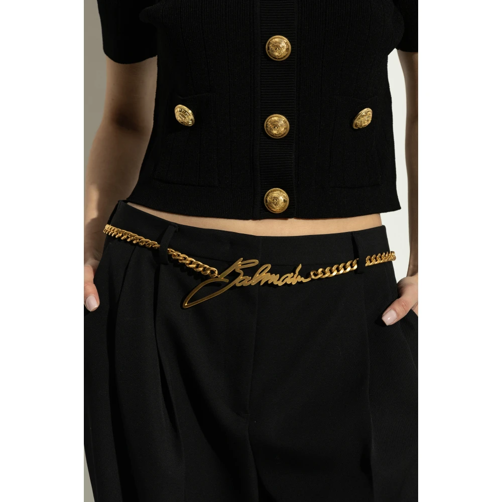 Balmain Messing riem met logo Yellow Dames