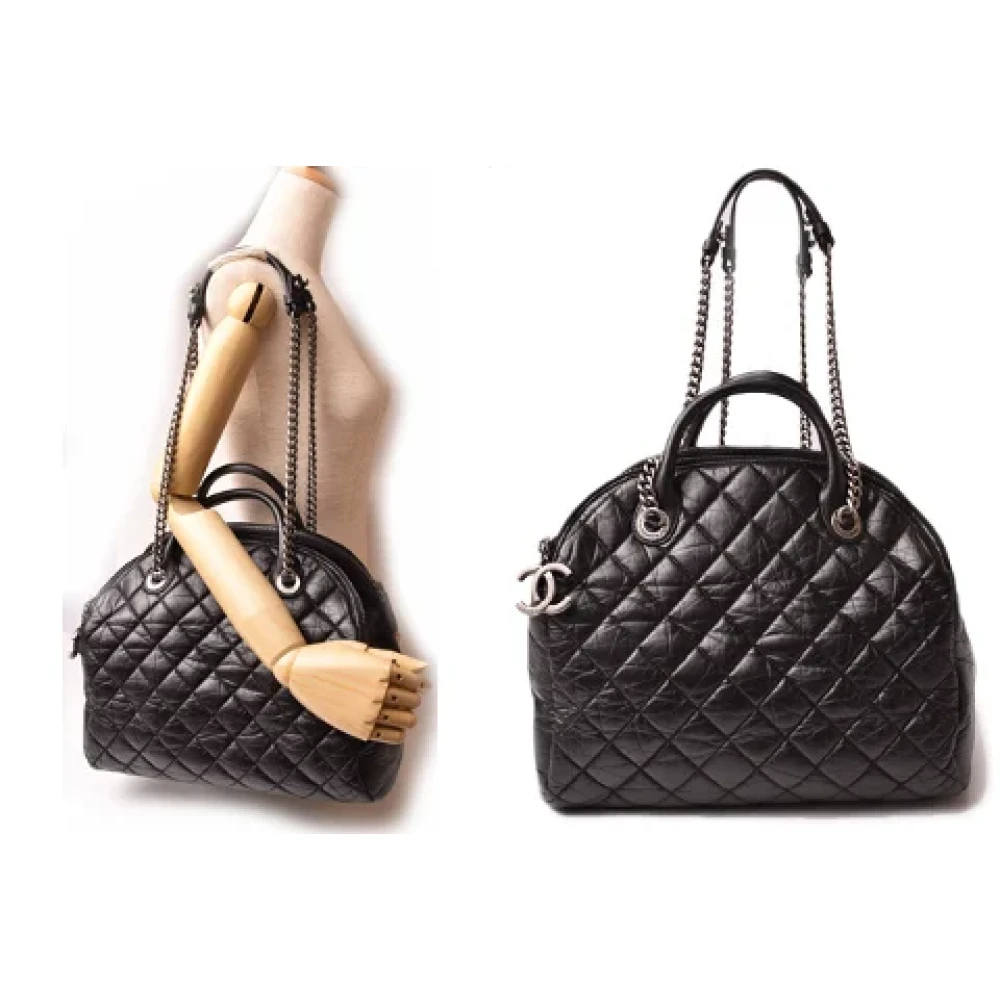 Chanel Vintage Pre-owned Leather totes Black Dames