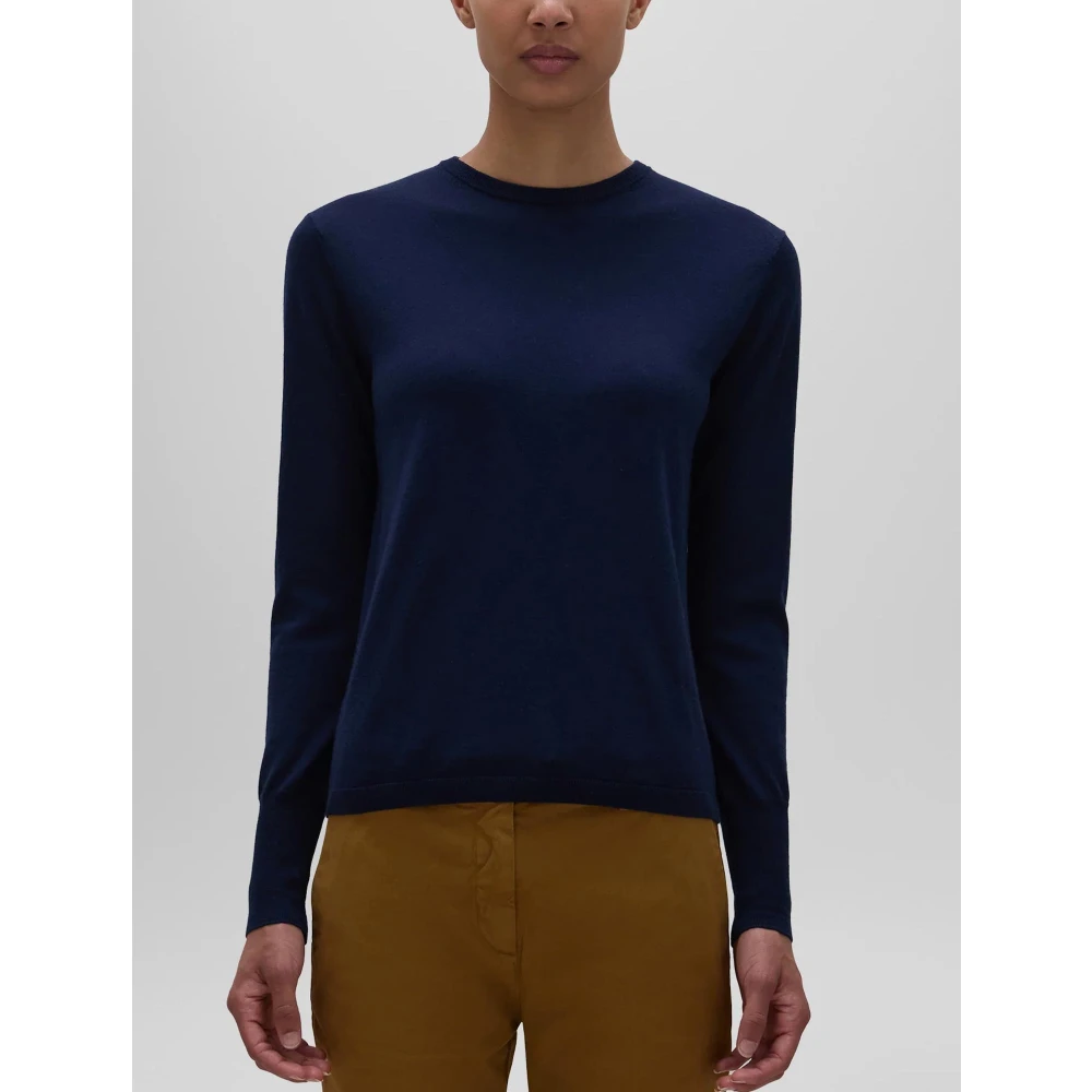 Aspesi Blauwe Merinowollen Trui met Lange Mouwen Blue Dames