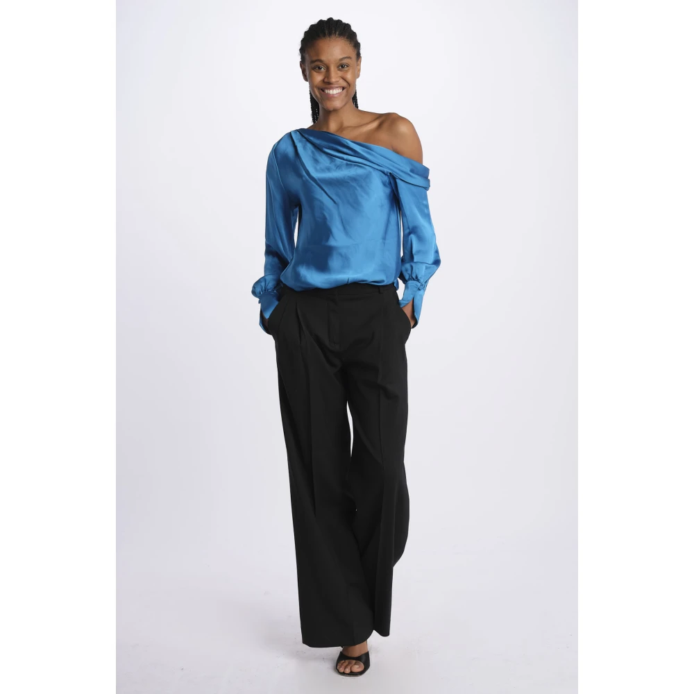 Simkhai Turquoise Shirt met Één Schouder Blue Dames