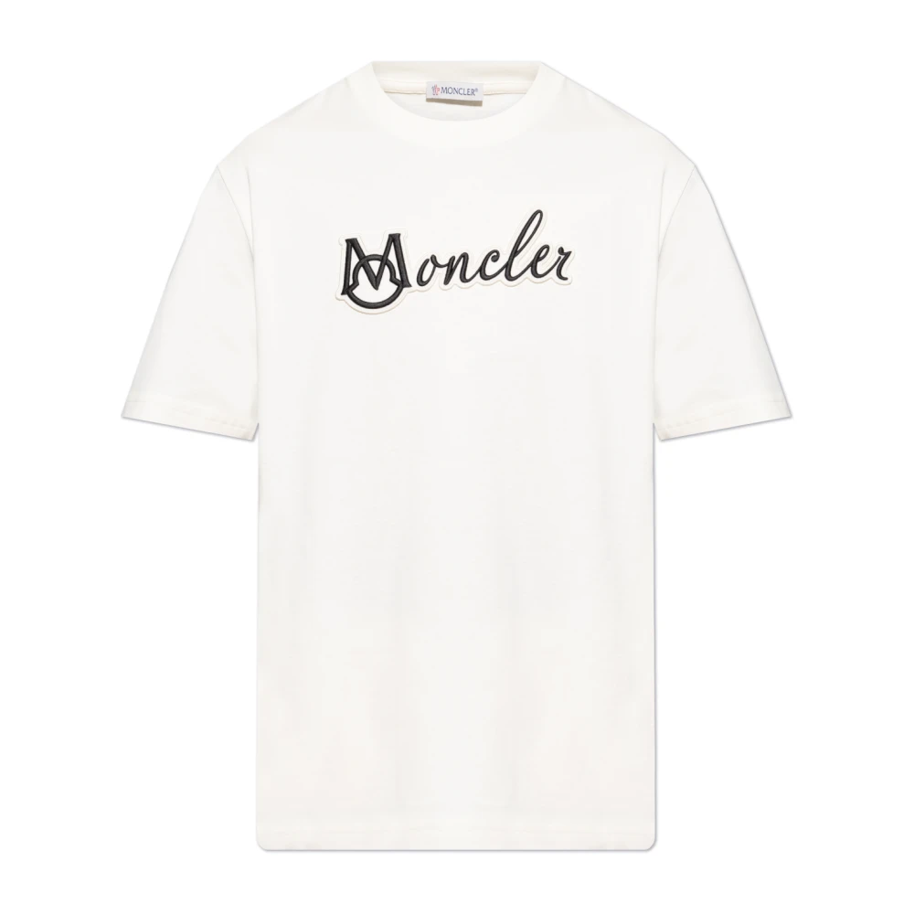 Moncler T-shirt met logo Beige Heren