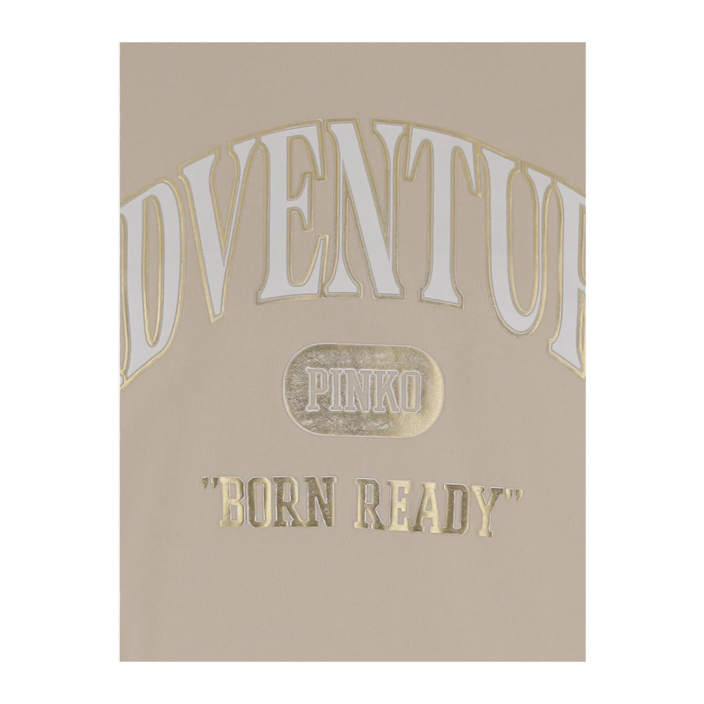 pinko Logo Print Katoenen Sweatshirt Beige Dames