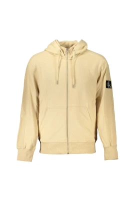 Beige Huva Tröja med Dragkedja