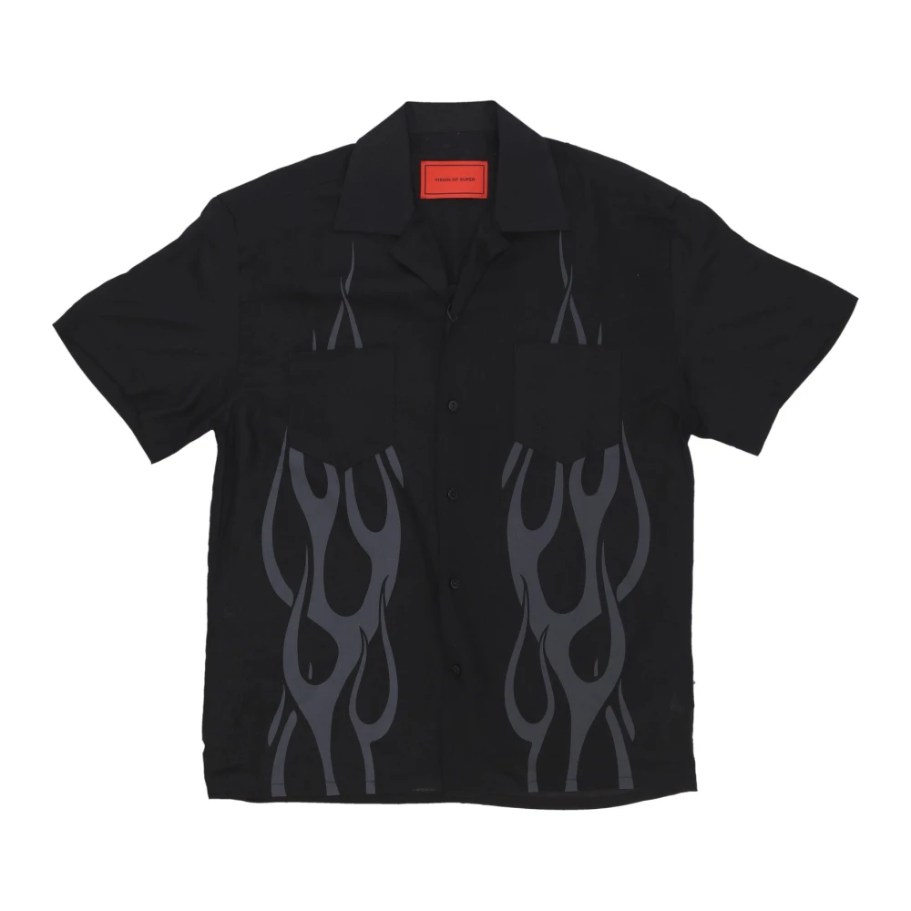 Vision OF Super Tribal Flames Print Short Sleeve Shirt Black Heren