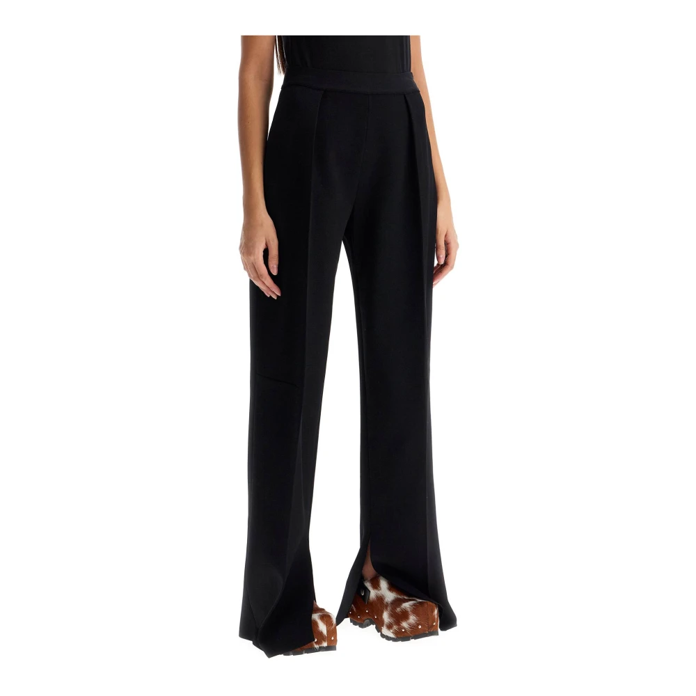 Jil Sander Wijde Gebreide Viscose Broek Black Dames