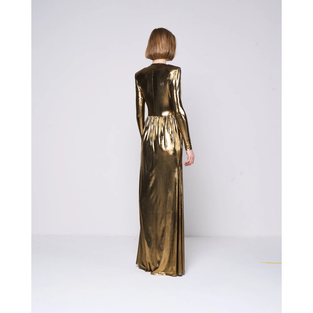 Silvian Heach Lange Gedrapeerde Jurk Yellow Dames