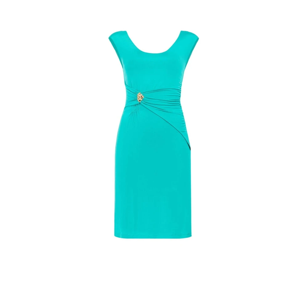 Roberto Cavalli Ruched Jurk met Scoop Neck Blue Dames