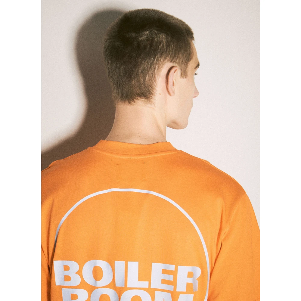 Boiler Room Logo Print T-shirt Korte Mouw Crewneck Orange Heren