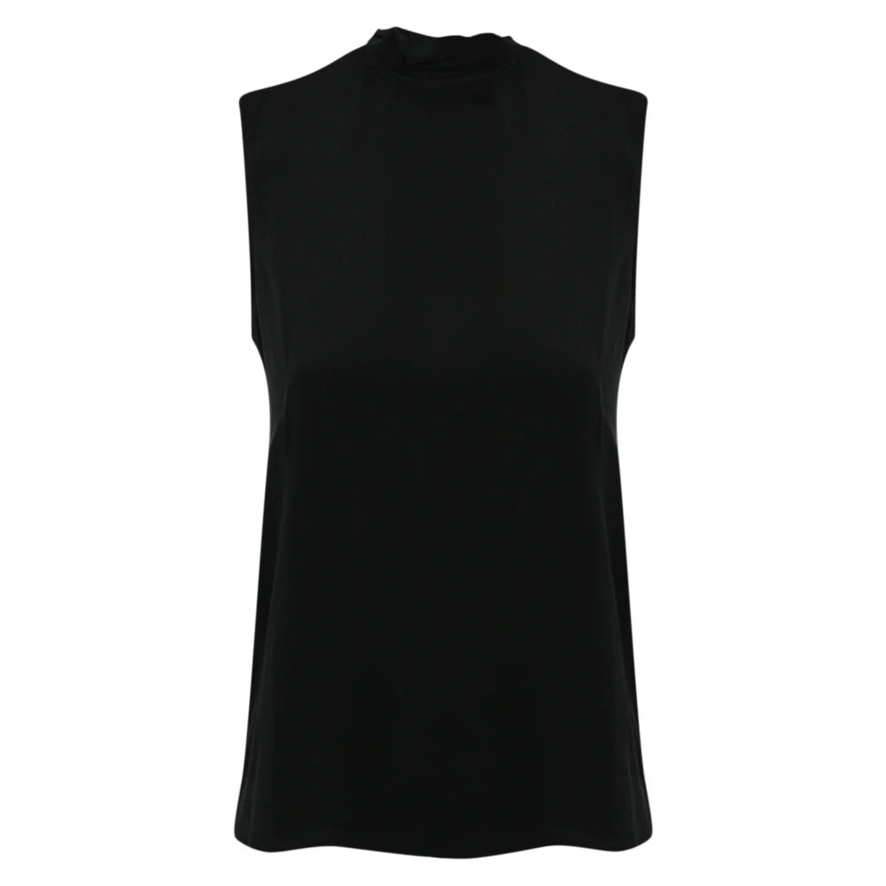 Max Mara Studio Zwarte Zijden Mouwloze Top Black Dames