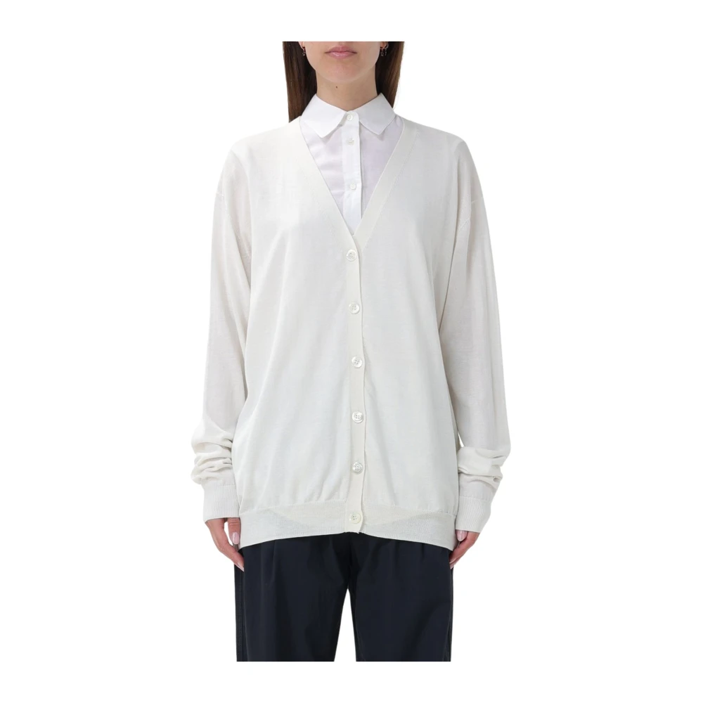 Aspesi Witte Cardigan Sweater Regular Fit White Dames