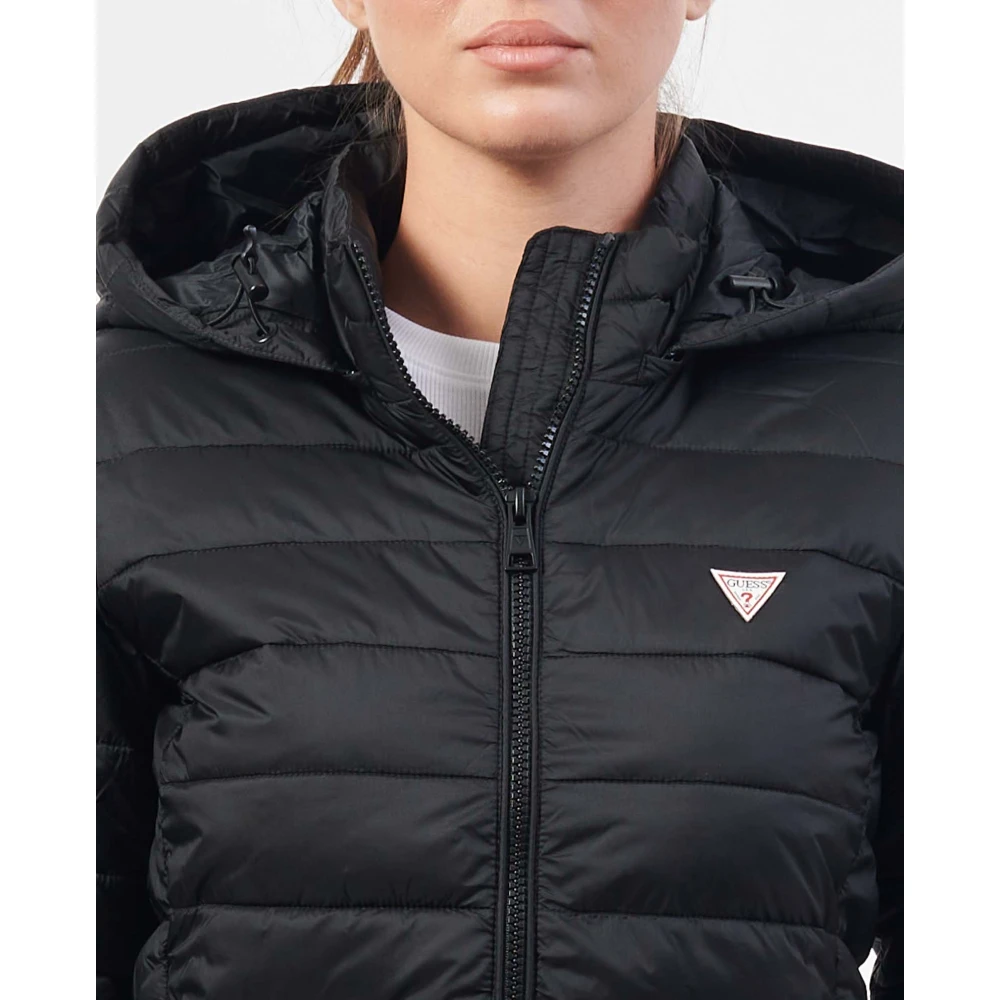 Guess Zwarte Nylon Gerecyclede Oceaan Puffer Jas Black Dames