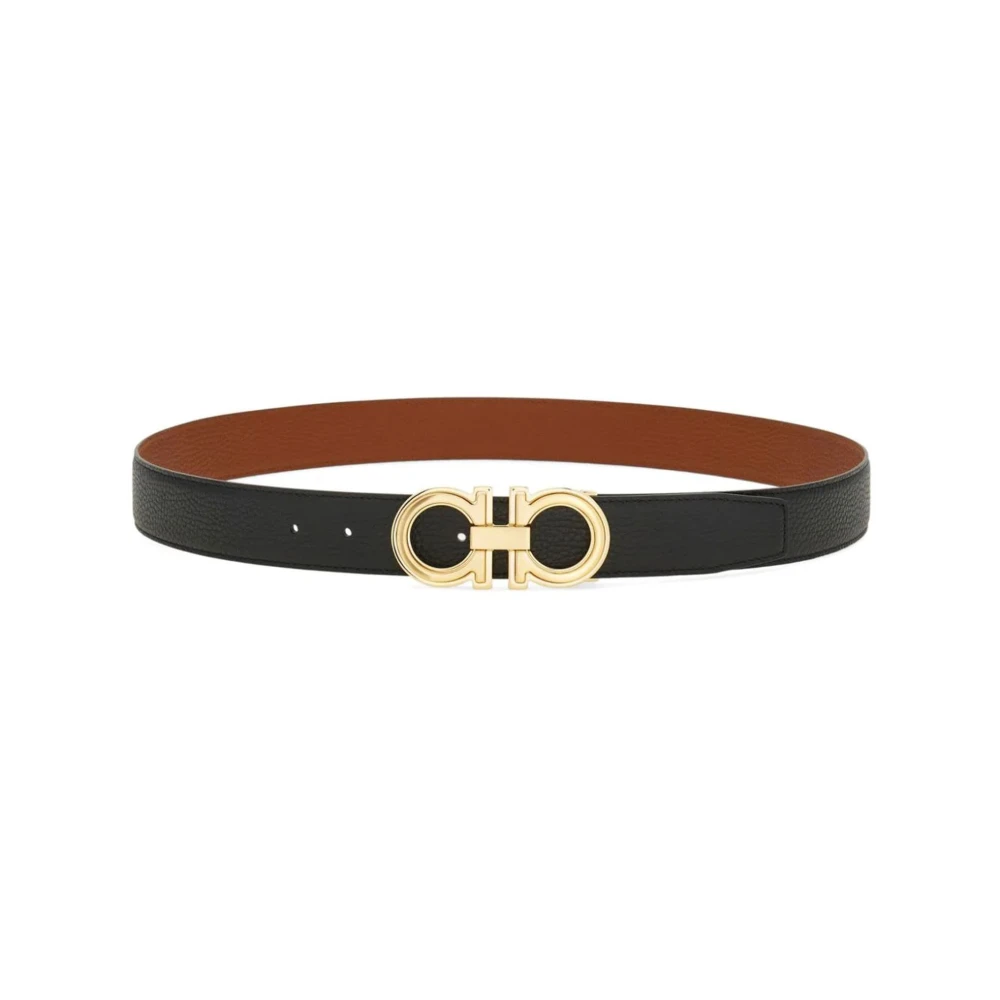 Salvatore Ferragamo Zwart Omkeerbare Leren Riem met Gancini Gesp Black Heren