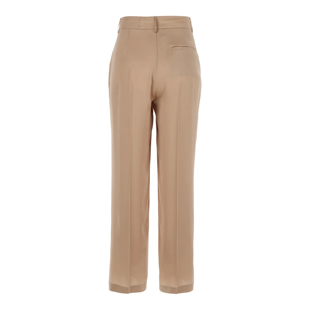 Semicouture Beige Satijnen Afwerking Zijden Broek Beige Dames