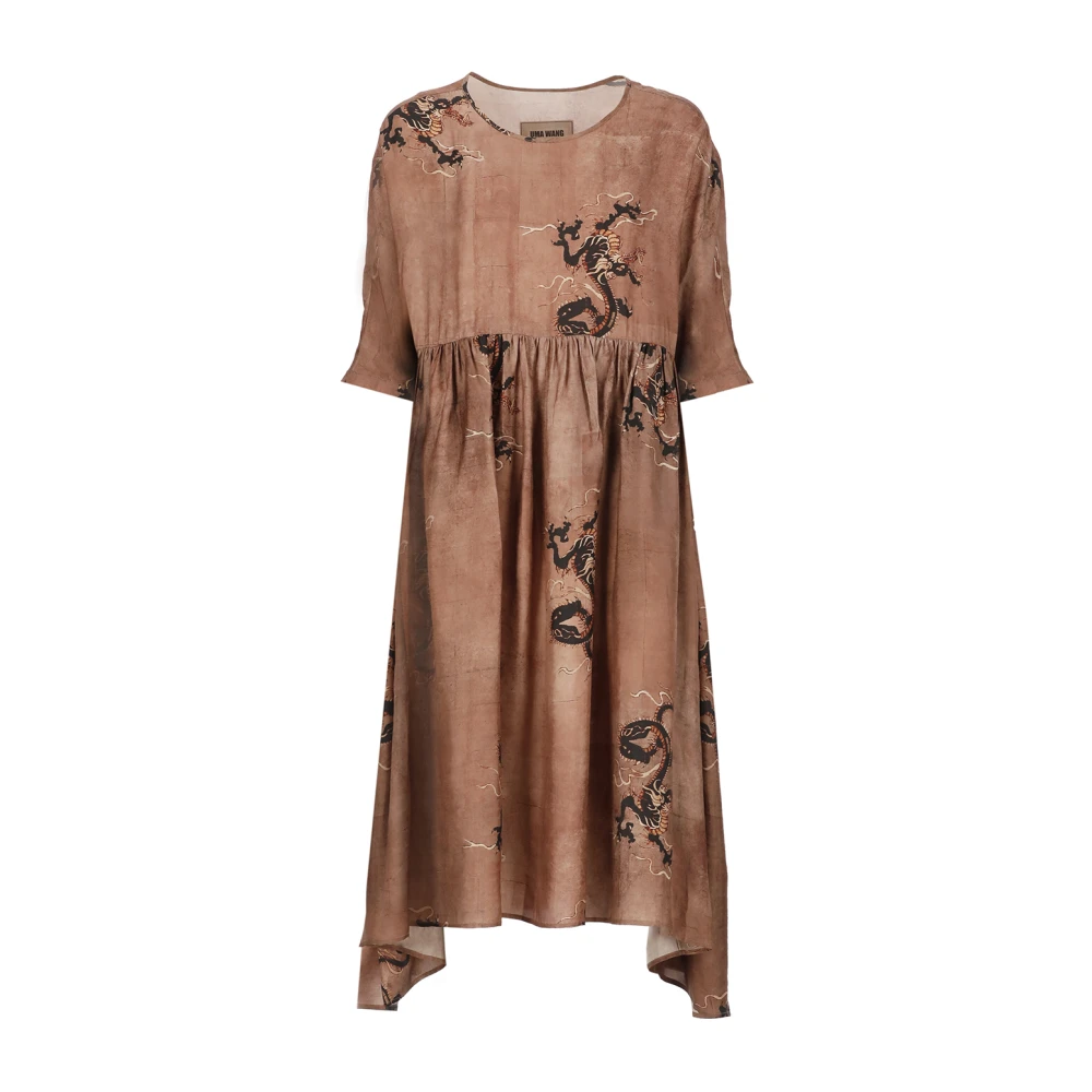 UMA Wang Bruine jurk met contrasterend patroon Brown Dames