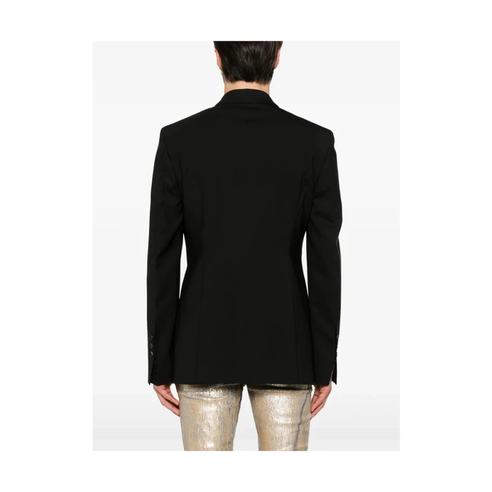 Rick Owens Zwarte jas met achterventilatieopeningen Black Heren