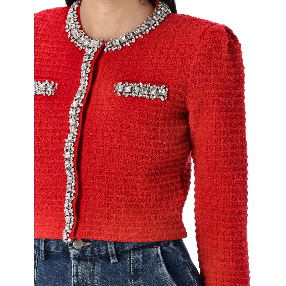 Self Portrait Rood Gebreid Vest met Textuur Red Dames