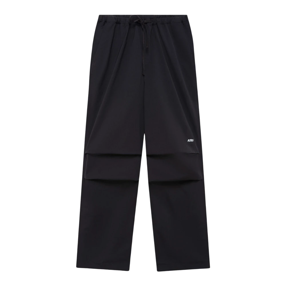 Autry Men's Black Tonal Logo Nylon Pants