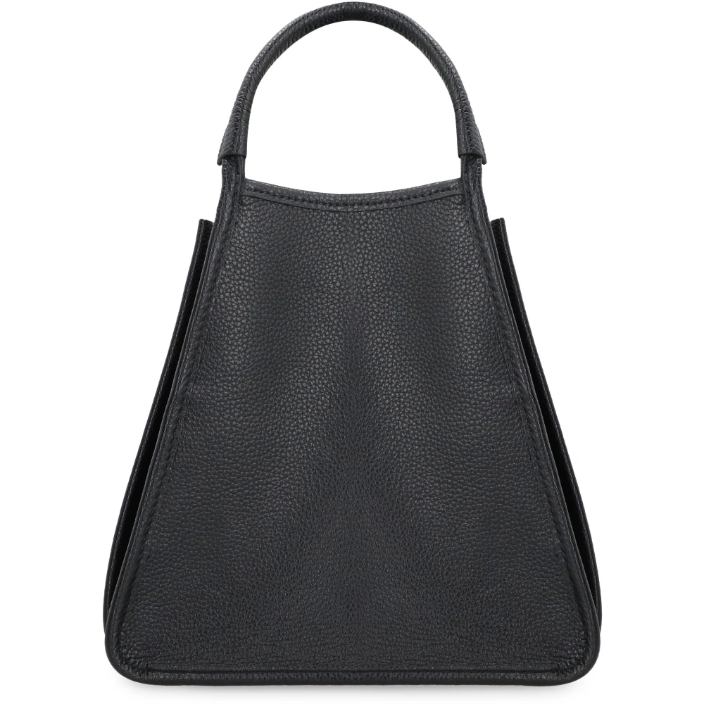 Longchamp Korrelig leren schoudertas met drukknoopsluiting Black Dames
