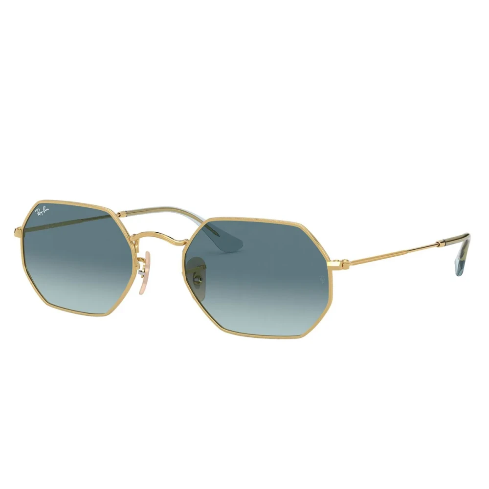 Ray-Ban Sunglasses Octagonal Classic - Arista Gold Frame Blue Lenses 53-21, RB3556N - Image 5