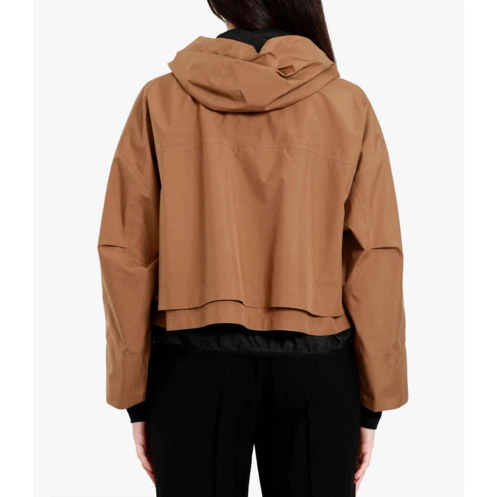 Herno Hooded Technical Fabric Jas Brown Dames