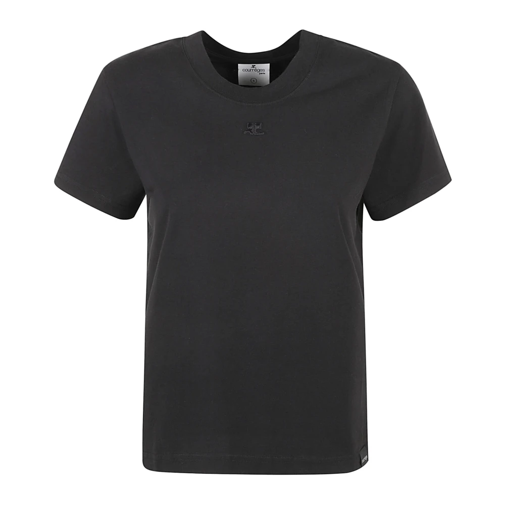 Courrèges Zwart Katoen Logo Geborduurd T-Shirt Black Dames