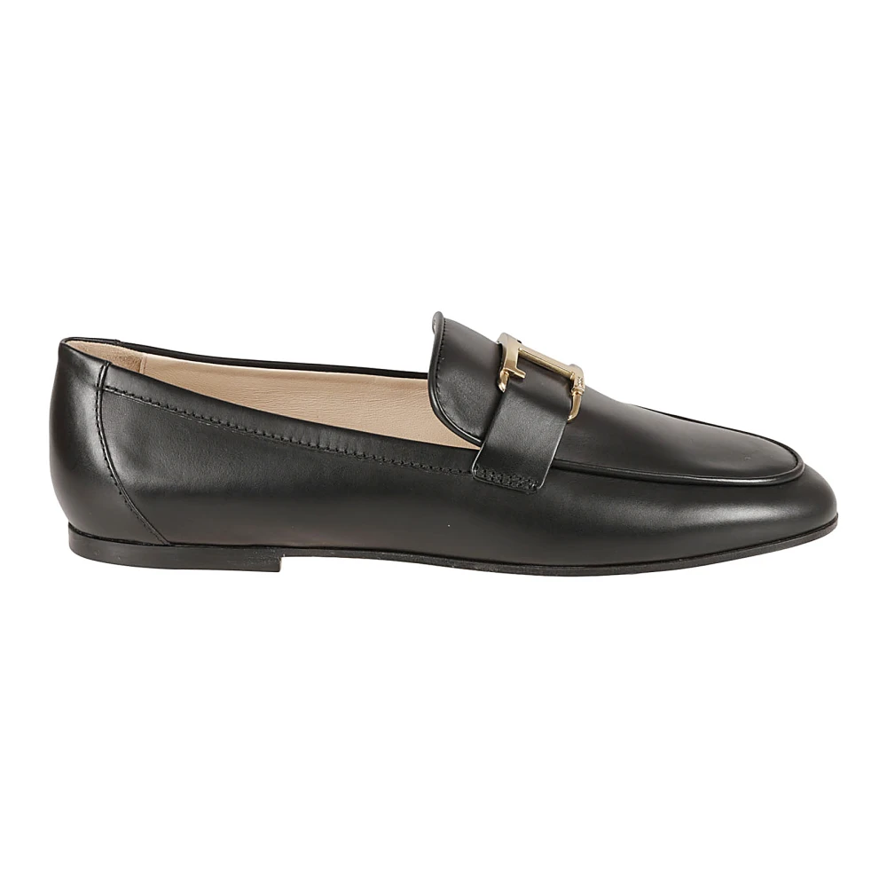 Tod's Svarta platta mockaskor Black, Dam