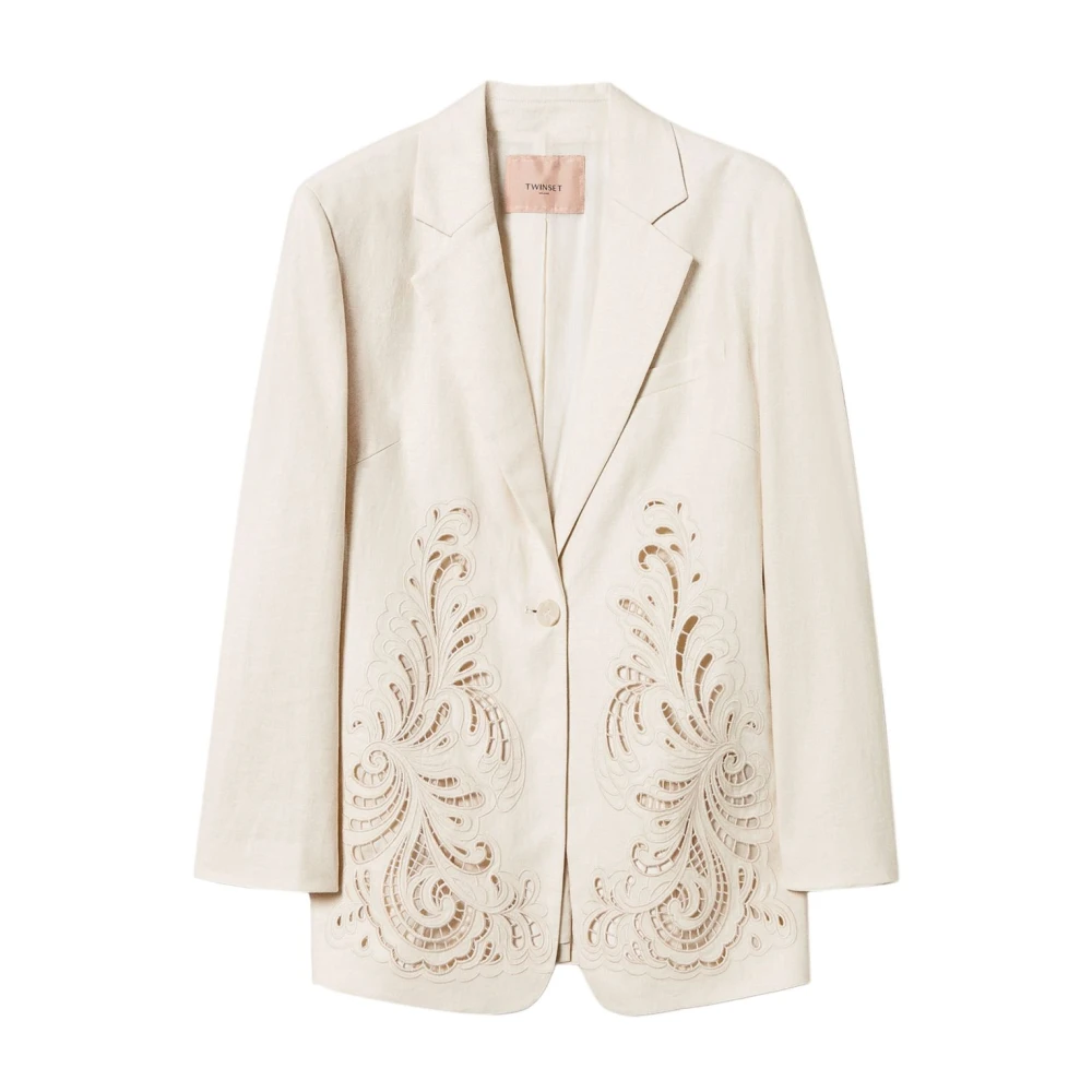 Twinset Geborduurd Linnen Blend Jack Beige Dames