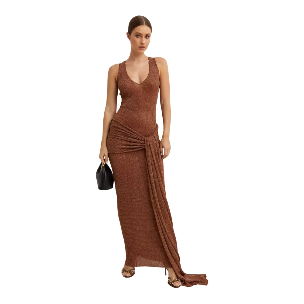 Aya Muse Bruine maxi jurk met diepe halslijn Brown Dames