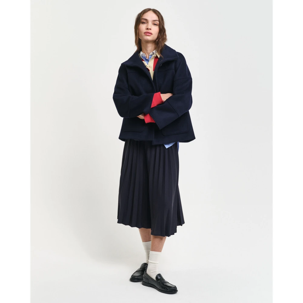 Gant Blauwe Korte Wollen Jas Buitenkleding Blue Dames