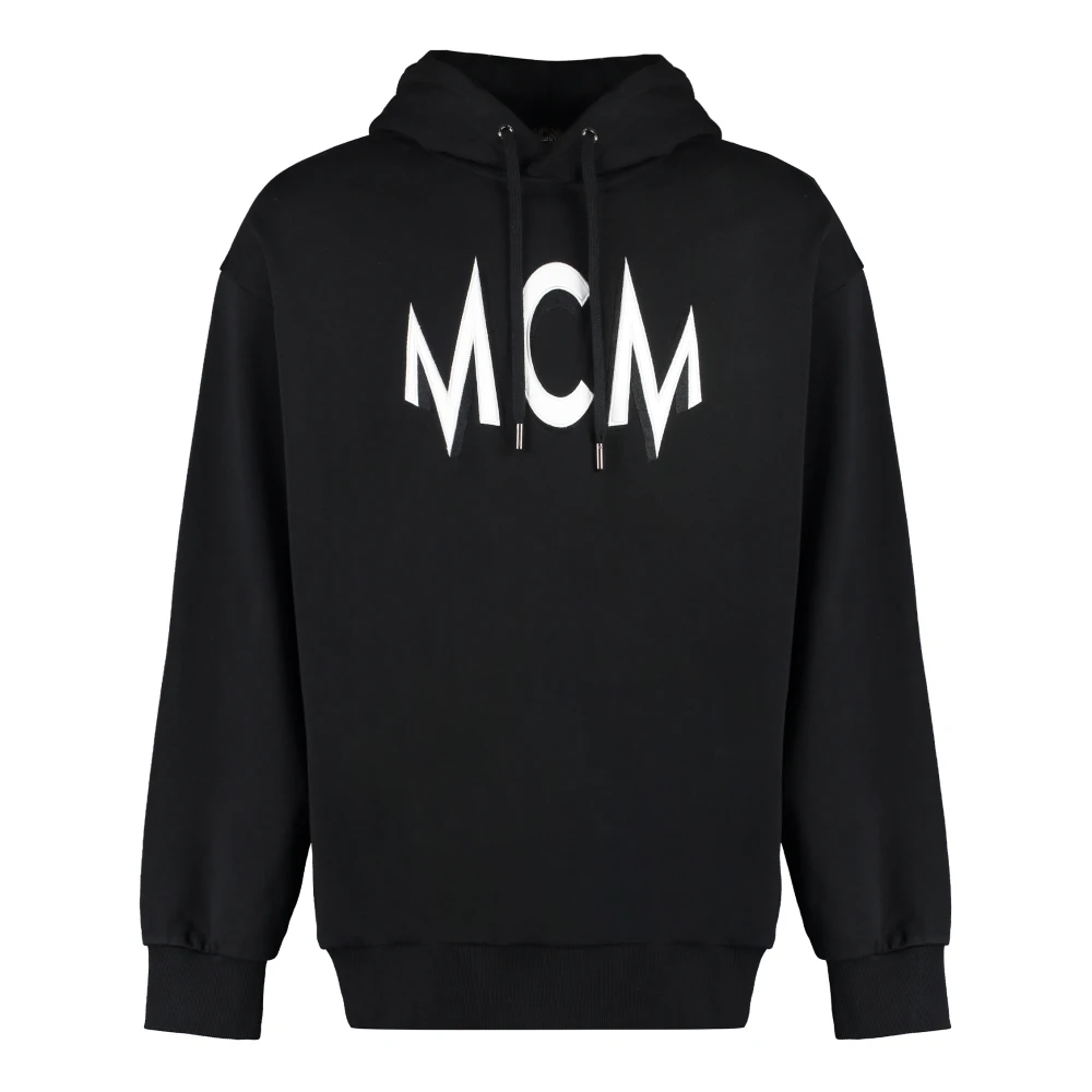 MCM Intarsia Katoenen Hoodie met Geribde Manchetten Black Heren