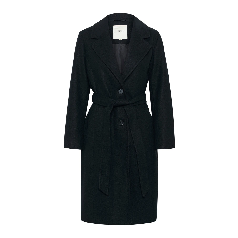 Cream Elegante Klassieke Jas Black Dames