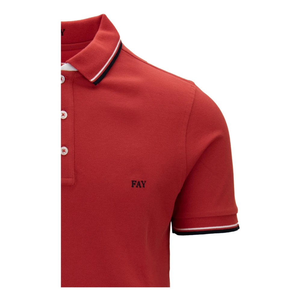 Fay Heren Knoopolo Shirt Red Heren