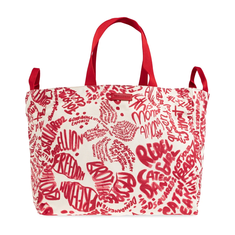 Dsquared2 Women's Red Shopping Bags, One Size, Shopper Tote Bag With Print