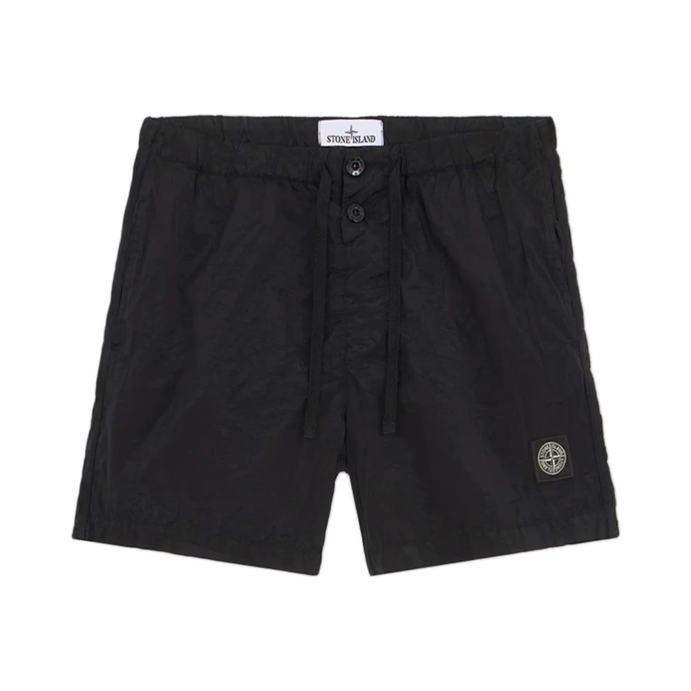 Stone Island Black Beachwear, Male, Xl, Beachwear With Patch Pocket